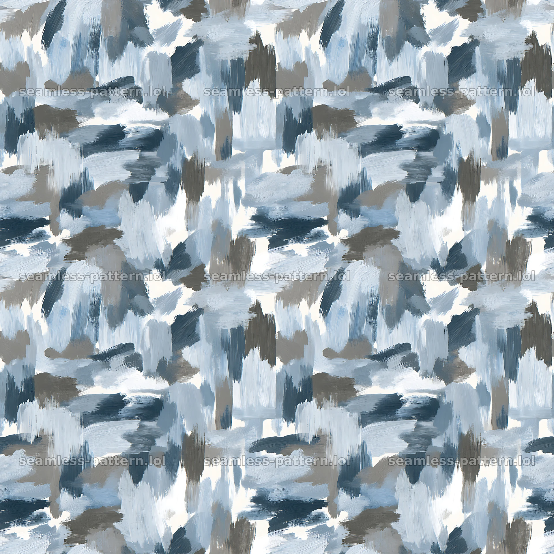 Painterly camouflage brushstroke pattern in cool tones seamless pattern